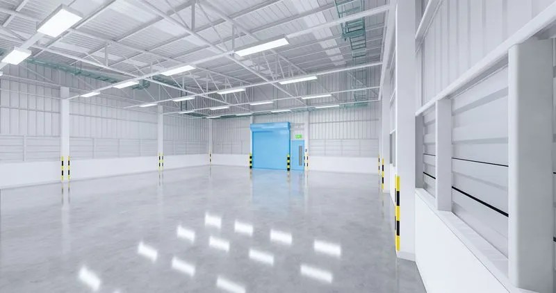 Warehouse polished epoxy floor